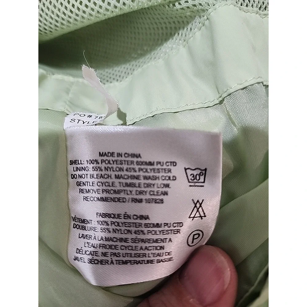 Heritage Cross Women's Windbreaker Jacket M Lime Green White Zip Water Resistant